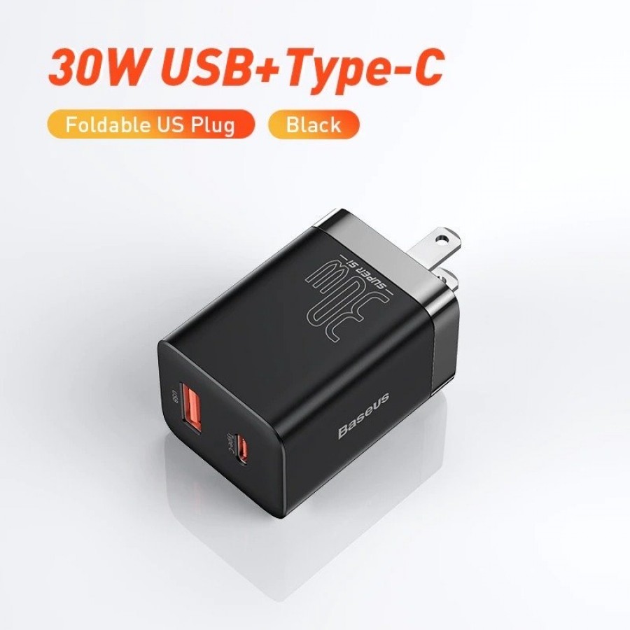 Củ Sạc Nhanh Nhỏ Gọn Baseus Super Si Pro Quick Charger Type-C+USB 30W
