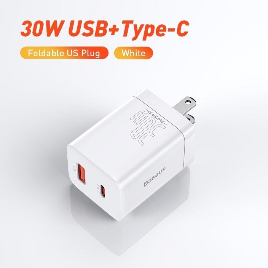 Củ Sạc Nhanh Nhỏ Gọn Baseus Super Si Pro Quick Charger Type-C+USB 30W