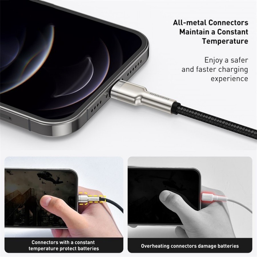 Cáp Sạc Nhanh Cao Cấp, Siêu Bền Baseus Cafule Metal Series Lightning dùng cho iPhone/iPad