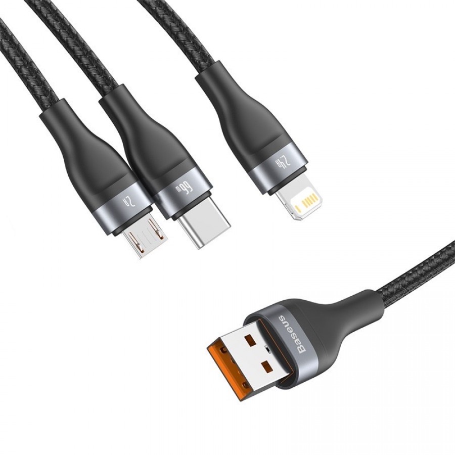 Cáp sạc nhanh đa năng Baseus Flash Series 3 in 1 (USB to Type-C/ Lightning/ Micro