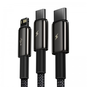 Cáp Sạc Đa Năng USB to Type C/ Lightning/ Micro siêu bền Baseus Tungsten Gold Series 3 in 1
