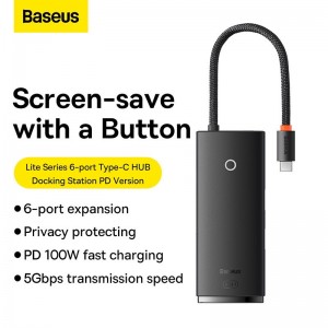Hub chuyển đổi đa năng Baseus Lite Series HUB Docking Station (Type-C to HDMI+USB3.0*2+PD+SD/TF)