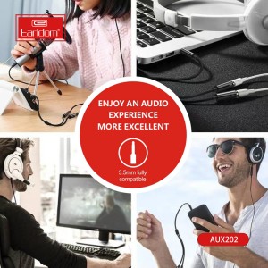 Dây chia 2 trong 1 Từ chân 3.5mm Sang 1 cổng tai nghe 3.5mm và  cổng Mic Earldom AUX 202